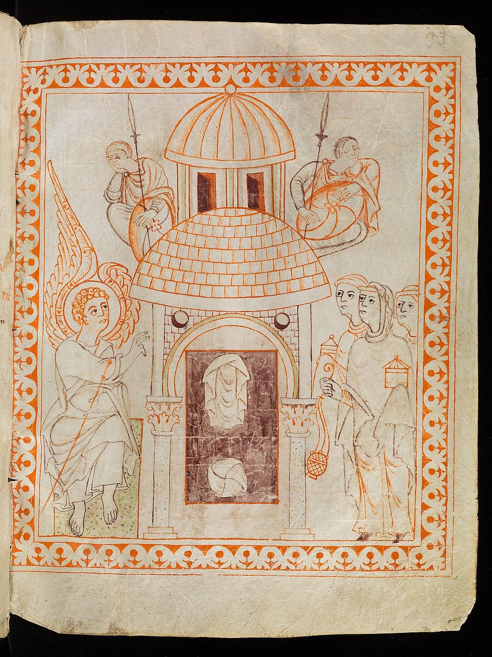 The Holy Women’s Visit to Christ’s Tomb (Visitatio sepulchri). St. Gallen, Stiftsbibliothek, Cod. Sang. 391, p. 33. Made in St. Gallen, Switzerland, ca. 990-1000. 22 x 16.5 cm. Image courtesy of e-codices – Virtual Manuscript Library of Switzerland. 