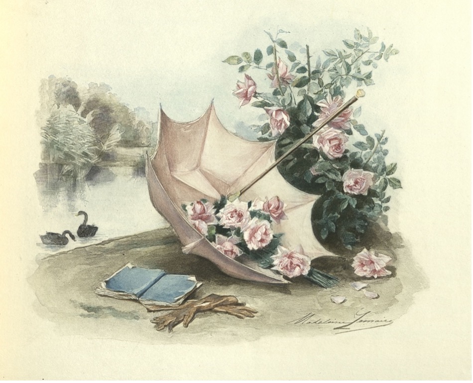 Madeleine Lemaire, Untitled illustration, Flirt by Paul Hervieu (Paris: Boussod Valadon et Cie, 1890); Sterling and Francine Clark Art Institute, photograph courtesy of Marisa Daley.